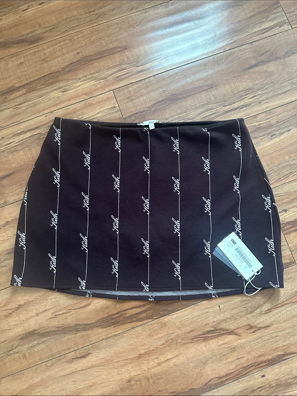 Kith Black Mini Skirt with White Script Logo
